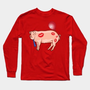 Hogs and kisses and balloons for Valentine day, just for you Long Sleeve T-Shirt